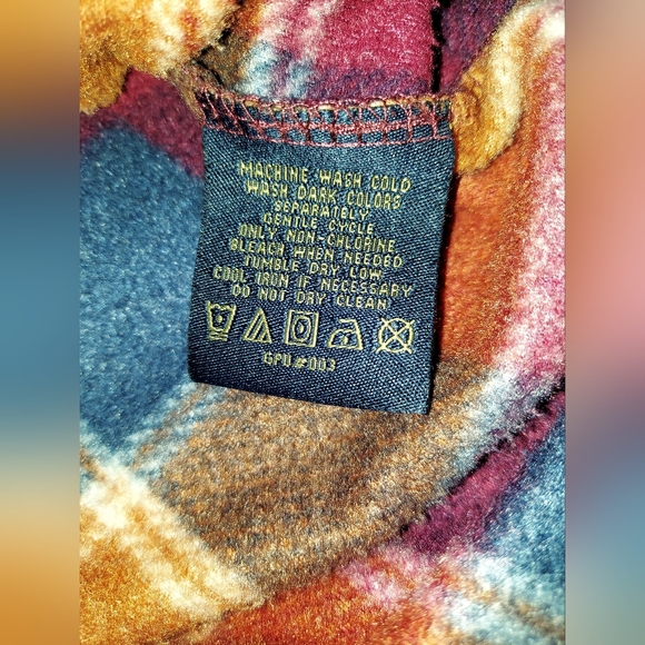 Classic Cozy Fleece Plaid Button Down Shirt In Red, Orange and Navy - Picture 4 of 7